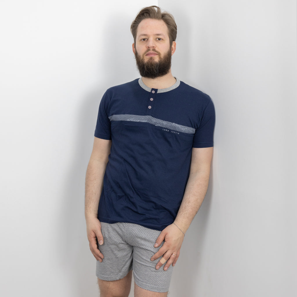 Pigiama Cotone Uomo Maniche Corte Pantaloncini Lara Justin Cerchi 1022