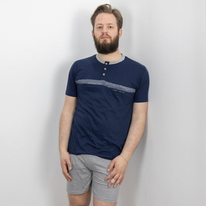 Pigiama Cotone Uomo Maniche Corte Pantaloncini Lara Justin Cerchi 1022