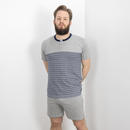 Pigiama Cotone Uomo Maniche Corte Pantaloncini Lara Justin Righe 1025