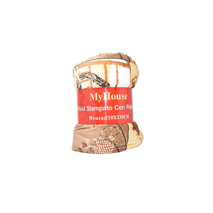 Plaid Agnellato con Pelliccia Fantasia Rose Beige