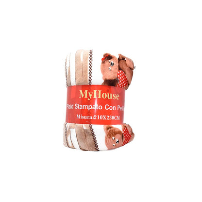 Plaid Agnellato con Pelliccia Fantasia Orsacchiotto